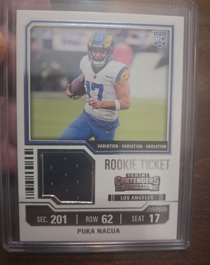 2023 Panini Contenders Rookie Ticket Swatches #TS13V Puka Nacua — front