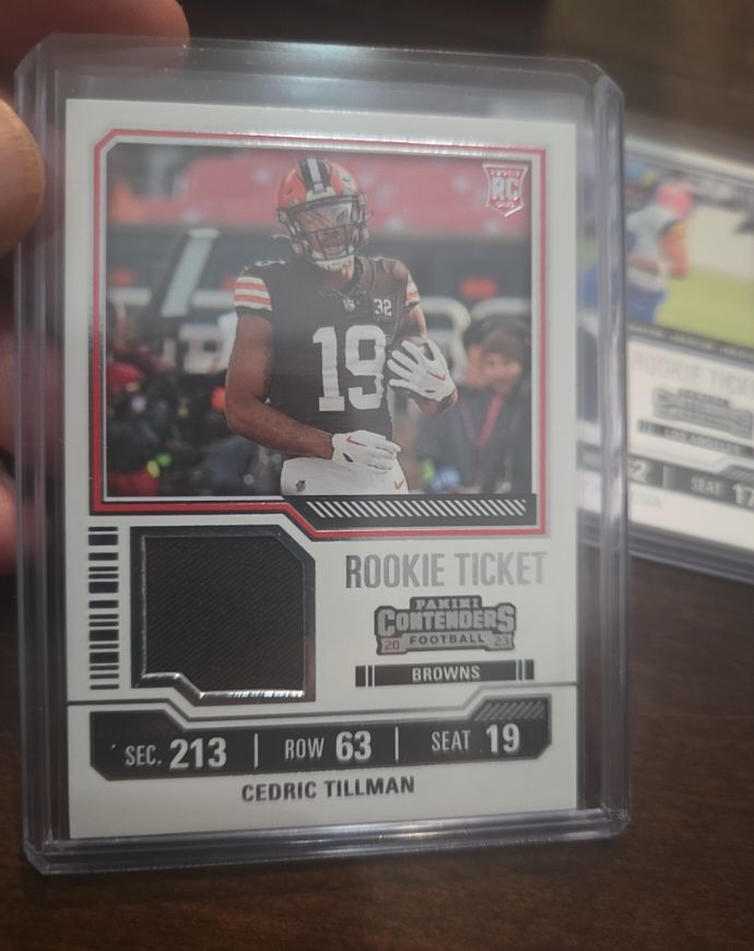 2023 Panini Contenders Rookie Ticket Swatches #TS3 Cedric Tillman — front