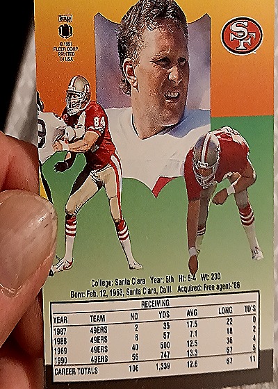 1991 Fleer Ultra #250 Brent Jones — back