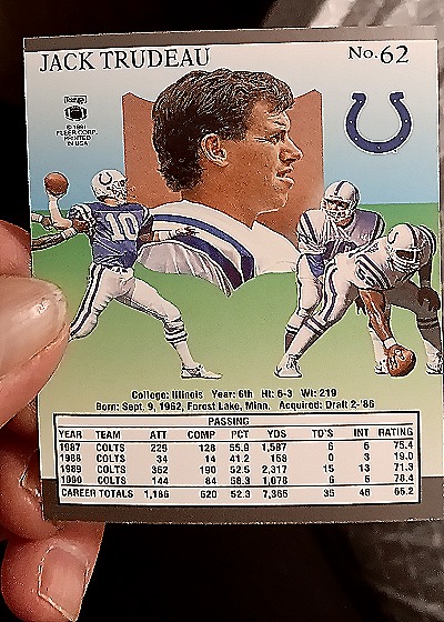 1991 Fleer Ultra #62 Jack Trudeau — back