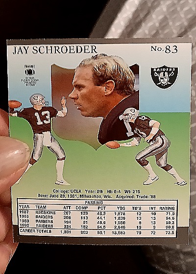 1991 Pro Set #83 Jay Schroeder — back