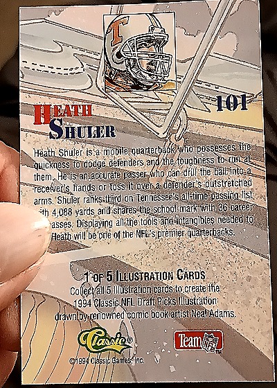 1994 Classic NFL Draft #101 Heath Shuler — back