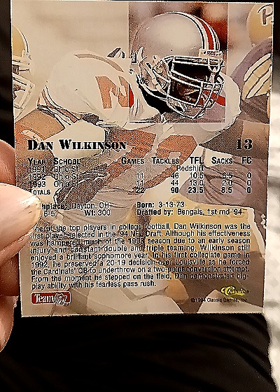 1994 Pacific #13 Dan Wilkinson — back