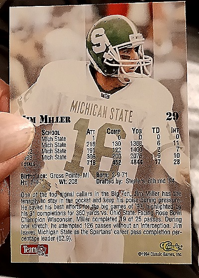 1994 Classic Games #29 Jim Miller — back