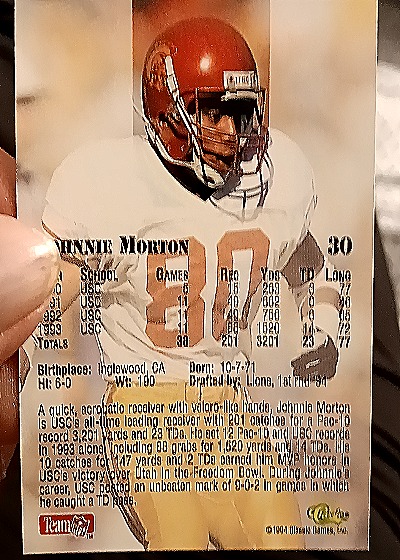 1994 Classic Gold #30 Johnnie Morton — back