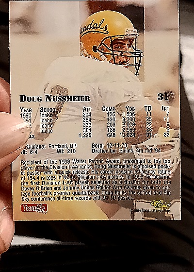 1994 Classic NFL Draft #31 Doug Nussmeier — back
