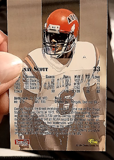 1994 Classic Football #33 Chas Darnay Scott — back