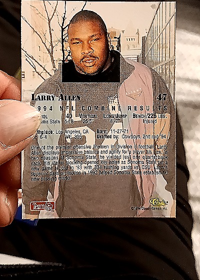 1994 Classic NFL Draft Gold #47 Larry Allen — back