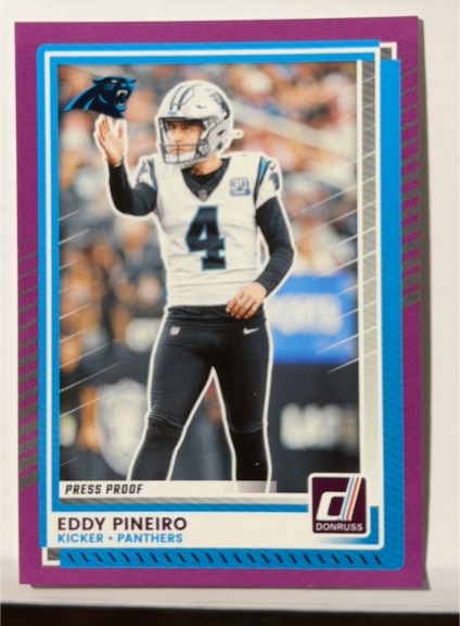 2025 Donruss Football #37 Eddy Pineiro Purple Press Proof Panthers — front