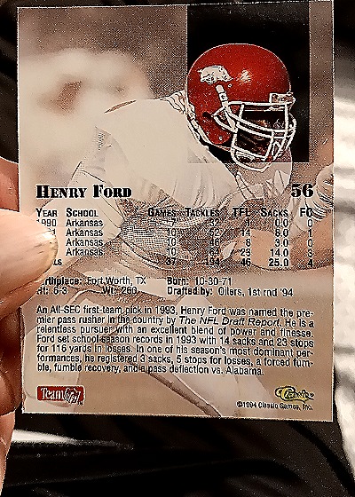 1994 Classic Draft #56 Henry Ford — back