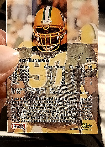 1994 Classic NFL Draft #77 Romeo Bandison — back