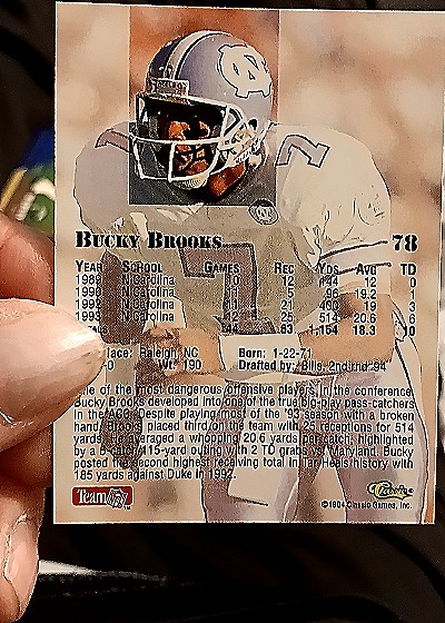 1994 Classic #78 Bucky Brooks — back