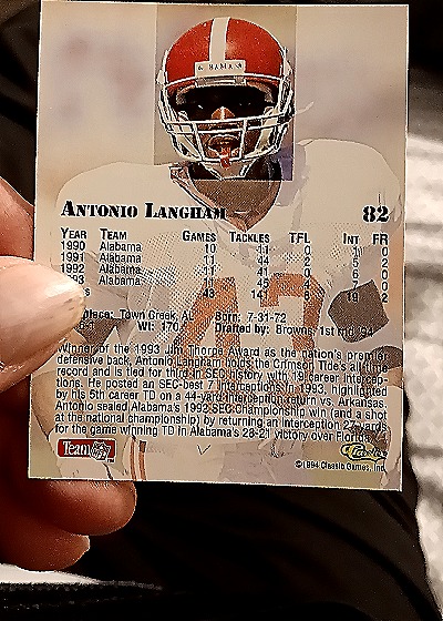 1994 Classic NFL Draft #82 Antonio Langham — back
