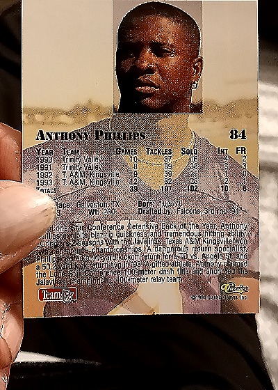 1994 Classic NFL Draft #84 Anthony Phillips — back