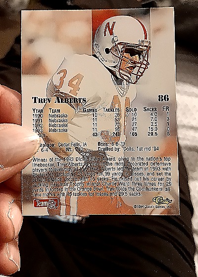 1990 Fleer #86 Trev Alberts — back