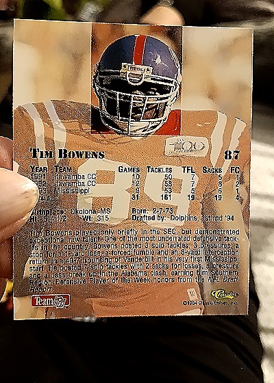 1994 Classic #87 Tim Bowens — back