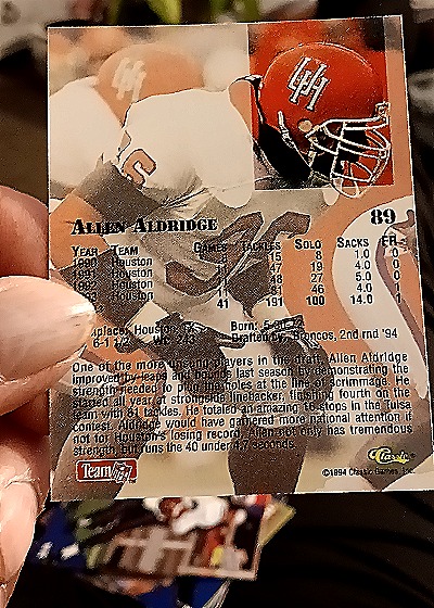 1994 Classic Draft Picks Football #89 Allen Aldridge — back