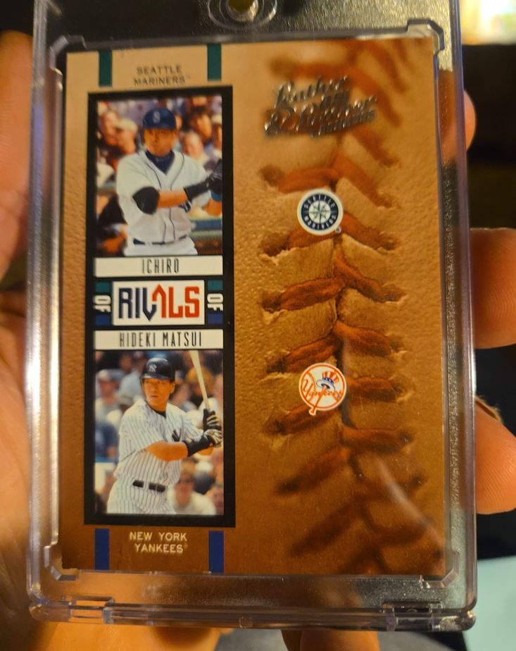 2005 Donruss Leather & Lumber Rivals #R-1 Ichiro Suzuki / Hideki Matsui — front