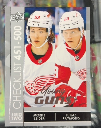 2021-22 Upper Deck Series 2 Young Guns Checklist #500 Moritz Seider / Lucas Raymond — front