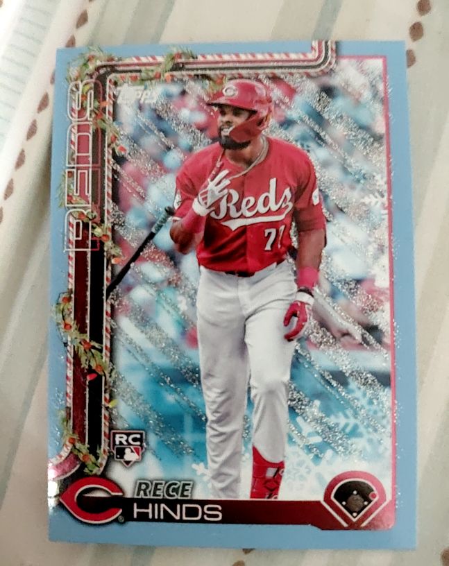 2025 Topps Holiday #H168 Rece Hinds Silver Glitter Parallel — front