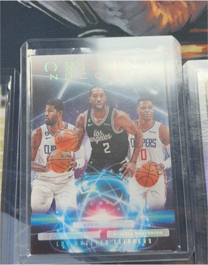 2023-24 Panini Origins Nucleus #5 Kawhi Leonard / Paul George / Russell Westbrook — front
