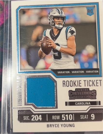 2023 Panini Contenders #TS41V Bryce Young Rookie Ticket Swatches Variation — front