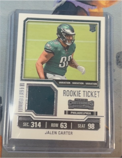 2023 Panini Contenders #TS14V Jalen Carter Rookie Ticket Patch Variation — front