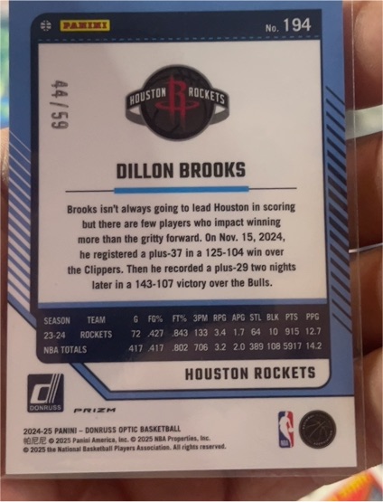 2024-25 Panini Donruss Optic #194 Dillon Brooks — front