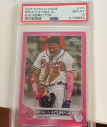 2022 Topps Chrome #165 Ronald Acuna Jr. Pink Refractor — front