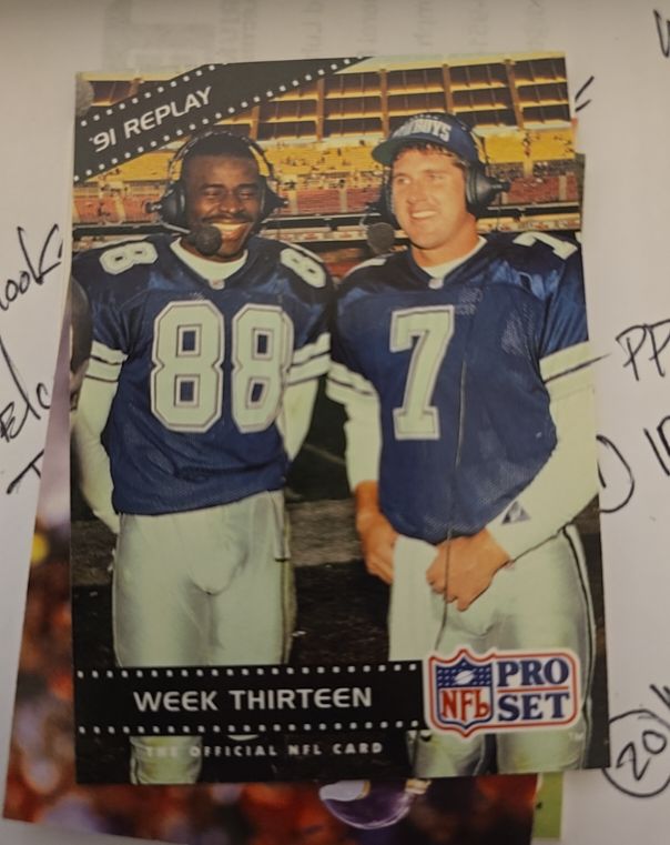 1992 Pro Set #49 Week Thirteen Michael Irvin Steve Beuerlein — front