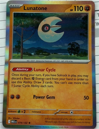 2025 Pokemon ME01: Mega Evolution #074 Lunatone — front