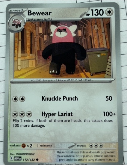 2025 Pokémon ME01: Mega Evolution #112 Bewear — front