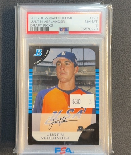 2005 Bowman Chrome #129 Justin Verlander — front