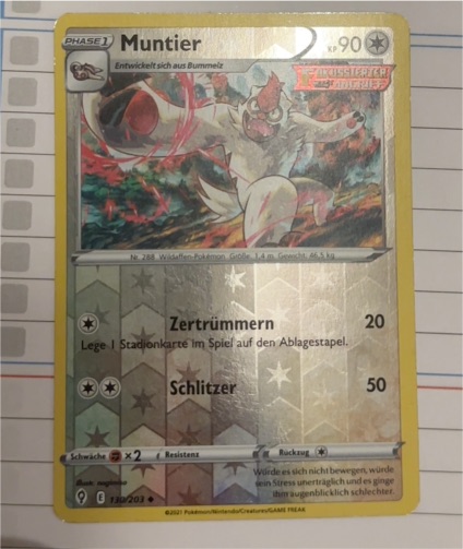 2021 Pokémon Evolving Skies #130 Muntier — front
