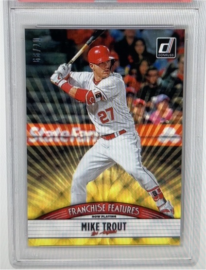 2019 Donruss Franchise Features Pink Firework #FF15 Mike Trout — front