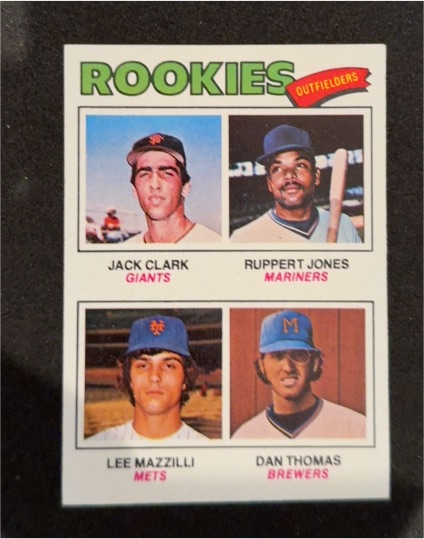 1977 Topps #488 Rookie Outfielders Jack Clark Ruppert Jones Lee Mazzilli Dan Thomas — front