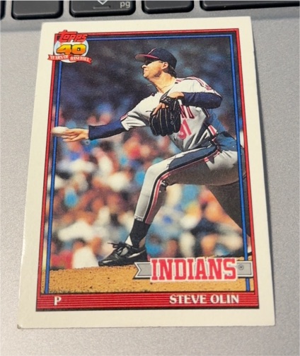 1991 Topps #696 Steve Olin — front