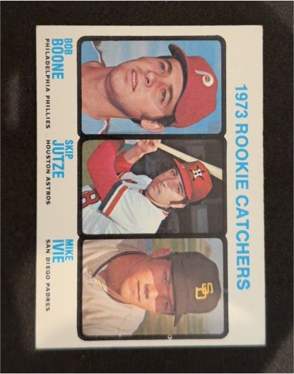 1973 Topps #613 1973 Rookie Catchers Bob Boone / Skip Jutze / Mike Ivie — front