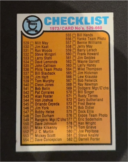 1973 Topps #264 Checklist 529-660 — front