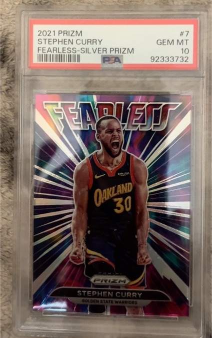 2021 Panini Prizm #7 Stephen Curry Fearless-Silver Prizm — front