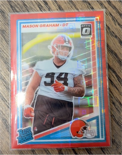 2025 Donruss Optic #340 Mason Graham Optic Preview Red Pandora Rated Rookie — front