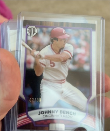 2019 Topps Tribute Purple #42 Johnny Bench — front