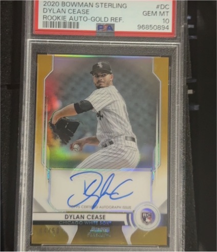 2020 Bowman Sterling #DC Dylan Cease Rookie Auto-Gold Refractor — front