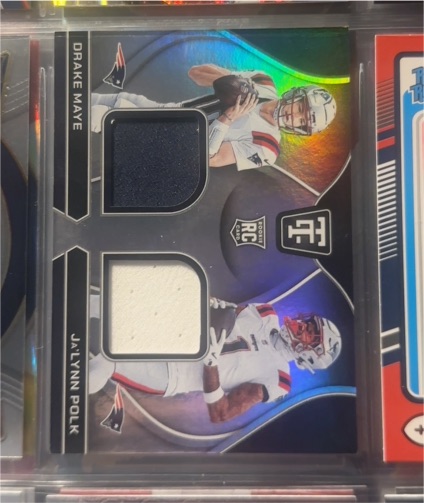 2024 Panini Totally Certified #RDS-NE Drake Maye/Ja'Lynn Polk Rookie Dual Patch — front