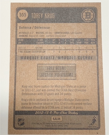 2012-13 O-Pee-Chee #555 Torey Krug — front