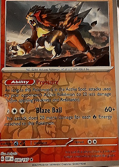 2023 Pokemon Scarlet & Violet Obsidian Flames #030 Entei — front