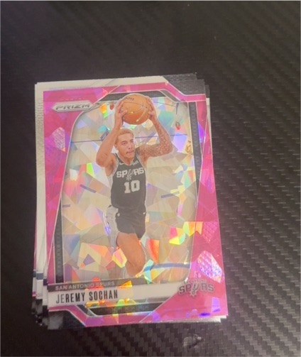2024-25 Panini Prizm #23 Jeremy Sochan Pink Ice — front