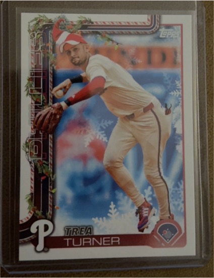 2025 Topps Holiday #H90 Trea Turner Santa Hat Image Variation — front