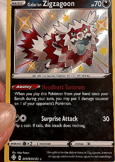 2021 Pokémon Shining Fates SV078/SV122 Galarian Zigzagoon — front