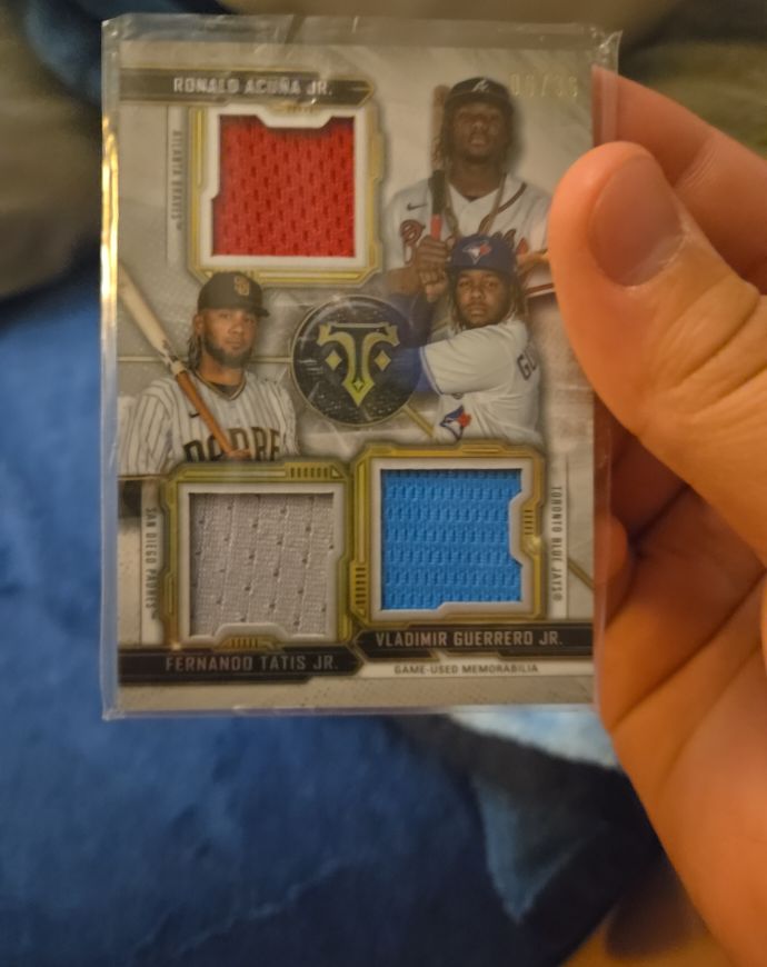 2020 Topps Triple Threads #RCC-ATG Ronald Acuña Jr., Fernando Tatís Jr., Vladimir Guerrero Jr. — front
